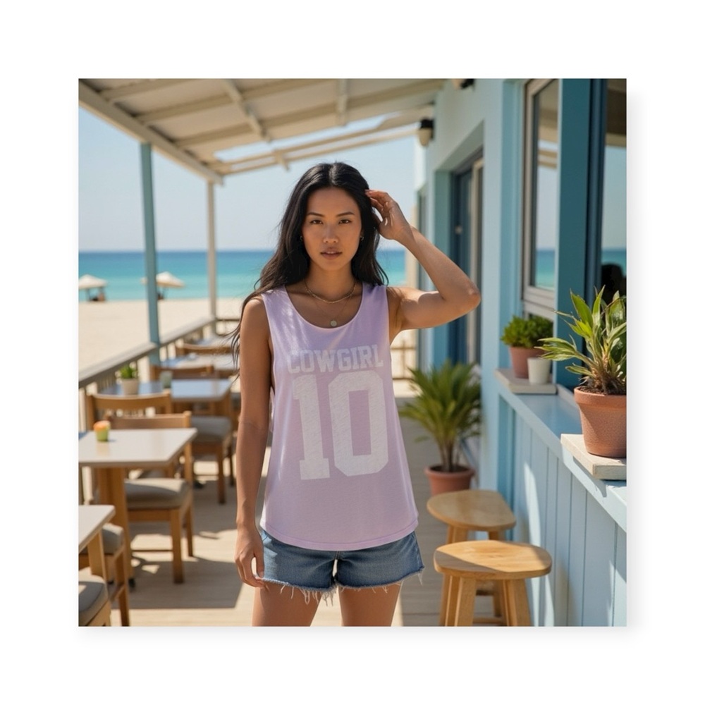 OG: Wildfox Couture ♕ Cowgirl 10 Cutoff Muscle Tee Tank Top ♕ Lilac Blush ♕ Med - Picture 4 of 16